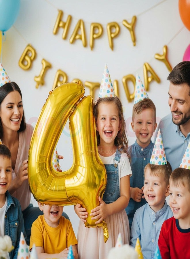 بروبسيكل بالون هيليوم ذهبي من رقائق معدنية على شكل الرقم 4، مقاس 32 بوصة، لتزيين حفلات أعياد الميلاد | بالونات على شكل الرقم 4، مناسبة لأعياد الميلاد/الذكرى السنوية | الرقم 4 - Image 5